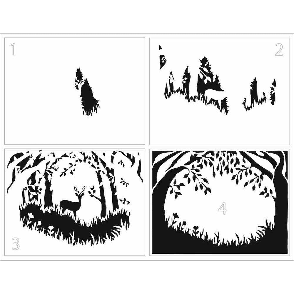The Crafter's Workshop A2 Layered Forest Scene Stencil tcw6025