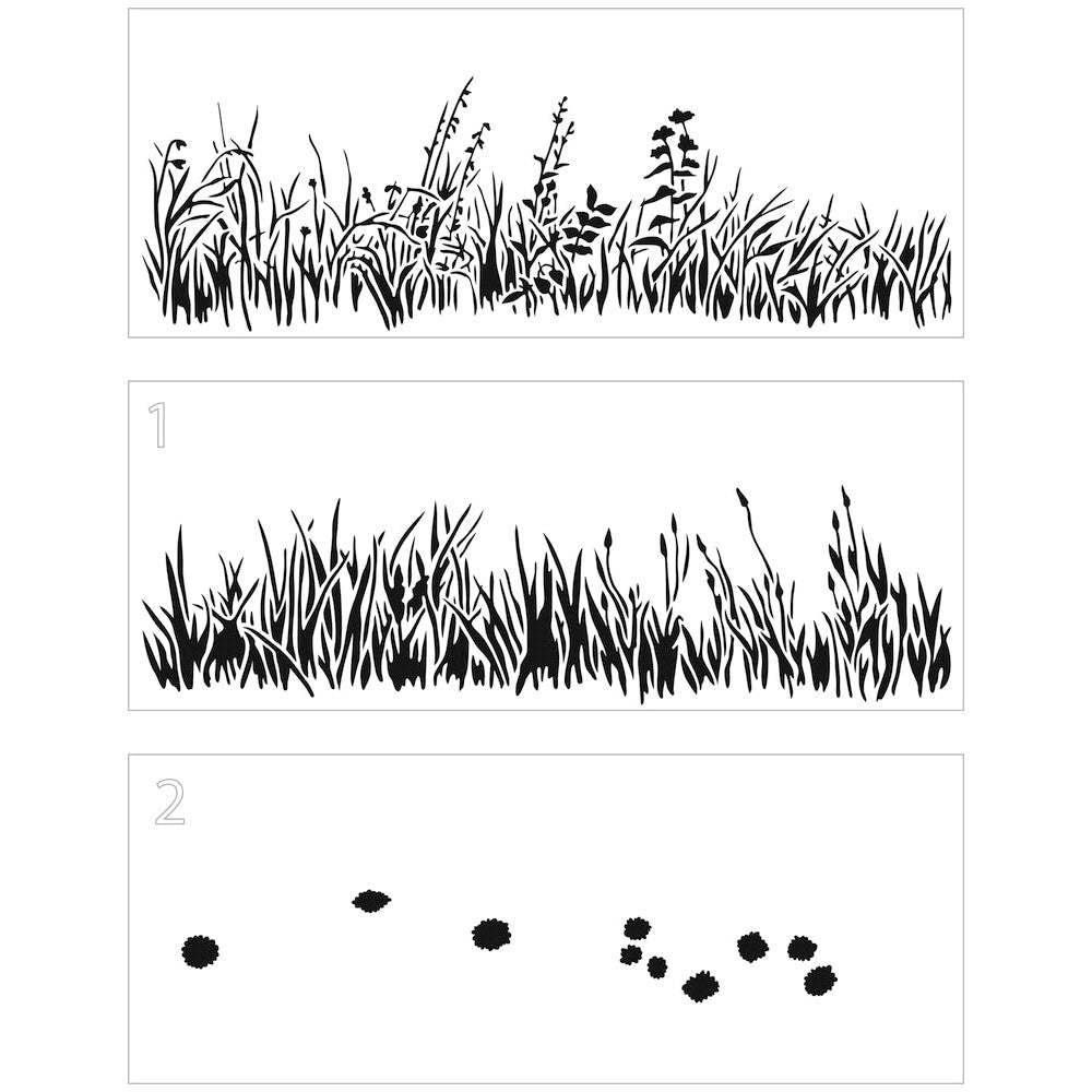 The Crafter's Workshop Layered Grasses Slimline Stencil tcw6030