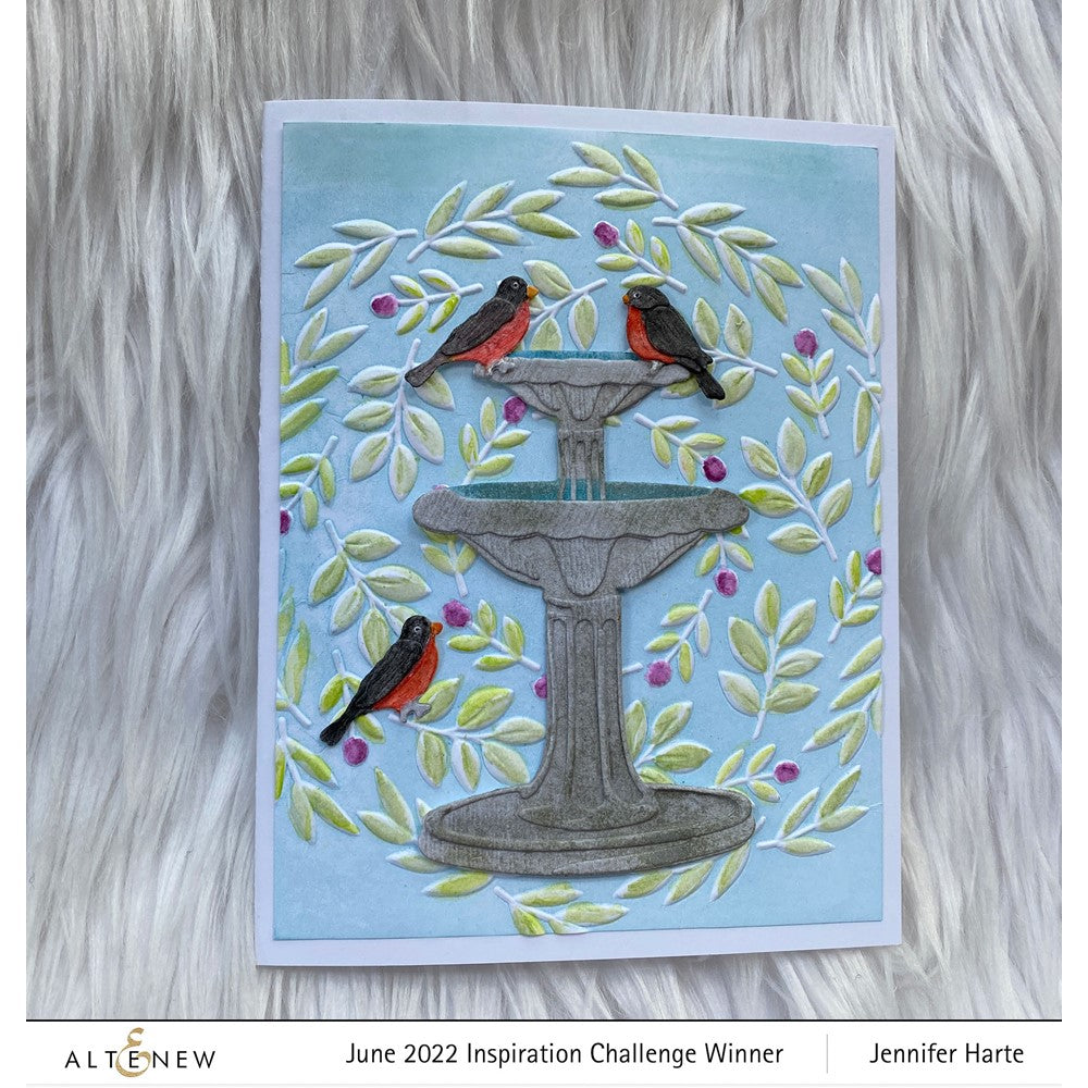 Altenew Delicate Wreath 3D Embossing Folder alt7733 bird bath