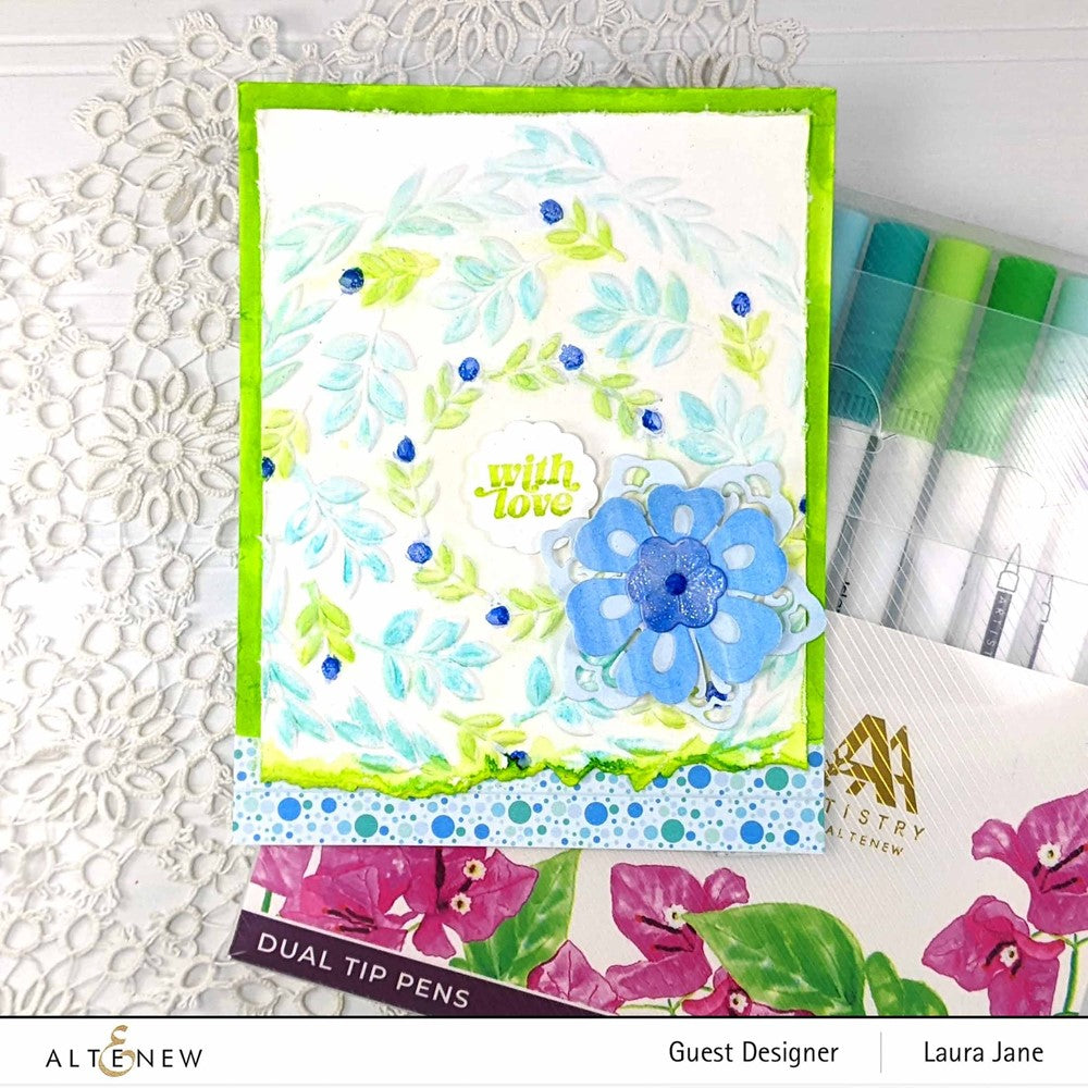 Altenew Delicate Wreath 3D Embossing Folder alt7733 with love