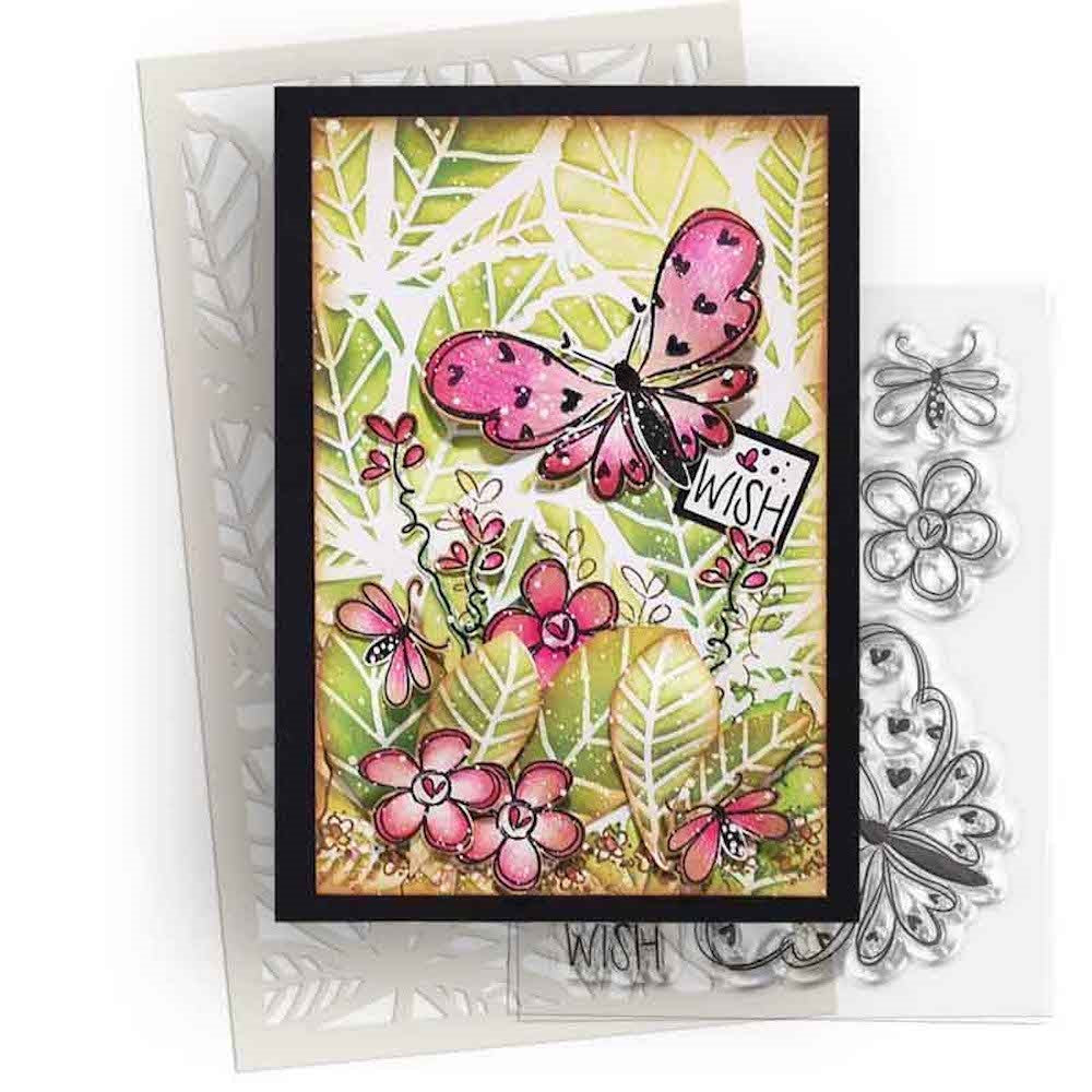 Polkadoodles Hearts and Flowers Butterfly 1 Clear Stamps pd8739 wish