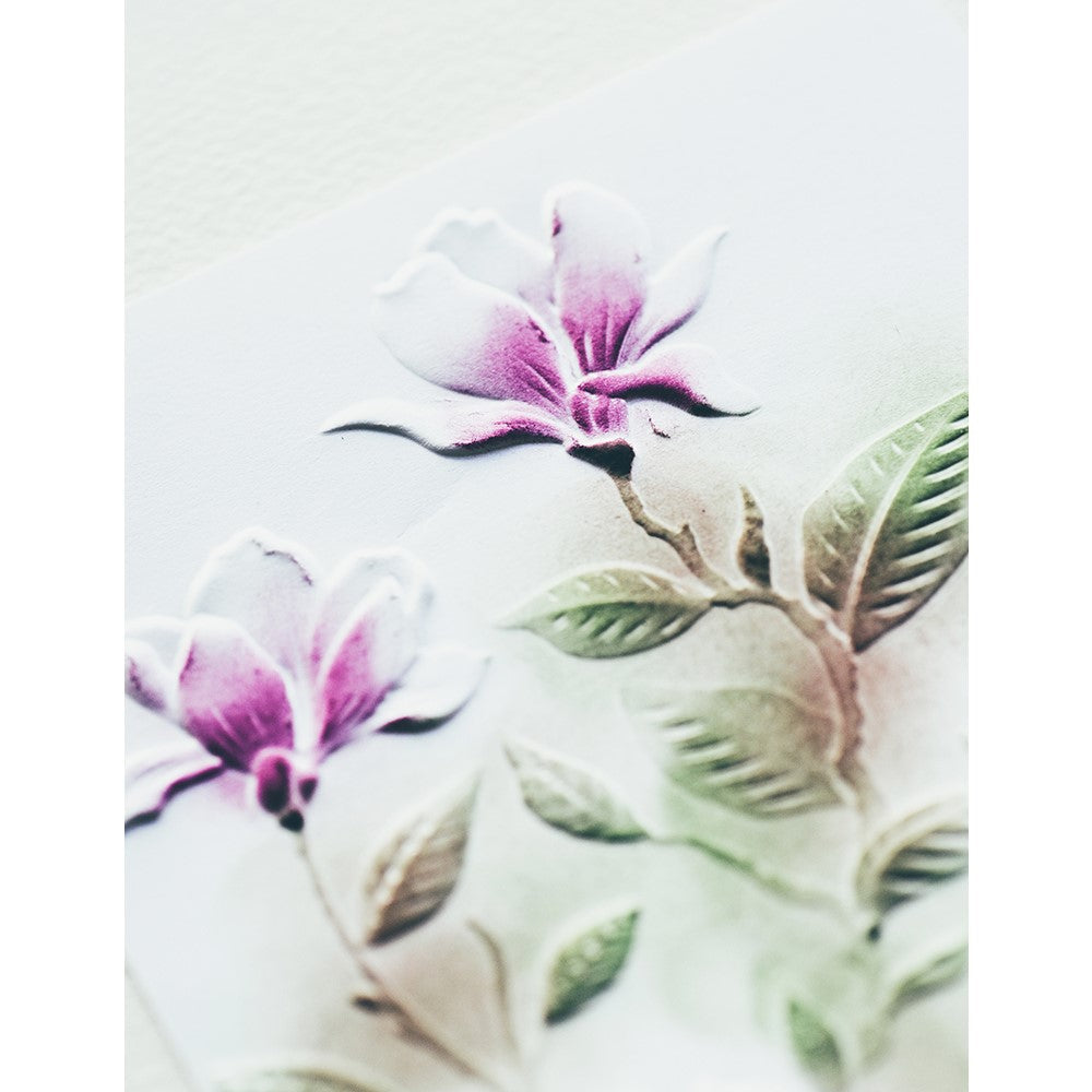 Memory Box Marvelous Magnolia 3D Embossing Folder and Cutting Dies ef1035 purple