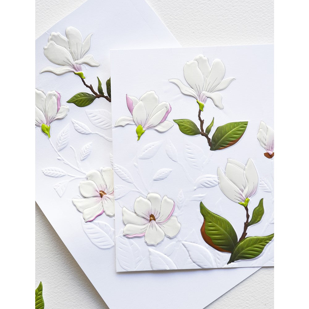 Memory Box Marvelous Magnolia 3D Embossing Folder and Cutting Dies ef1035 white blooms
