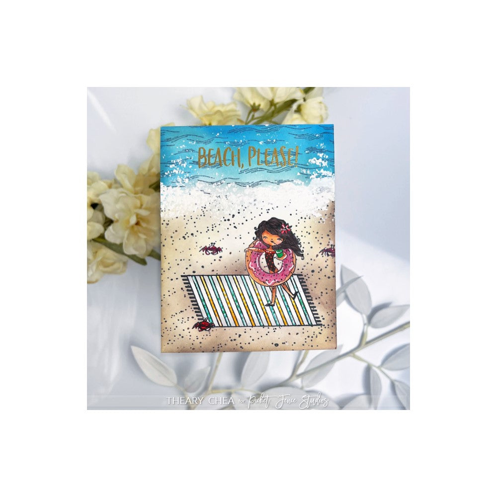 Picket Fence Studios Summer Beach Friends Dear Clear Stamps d114 beach, please