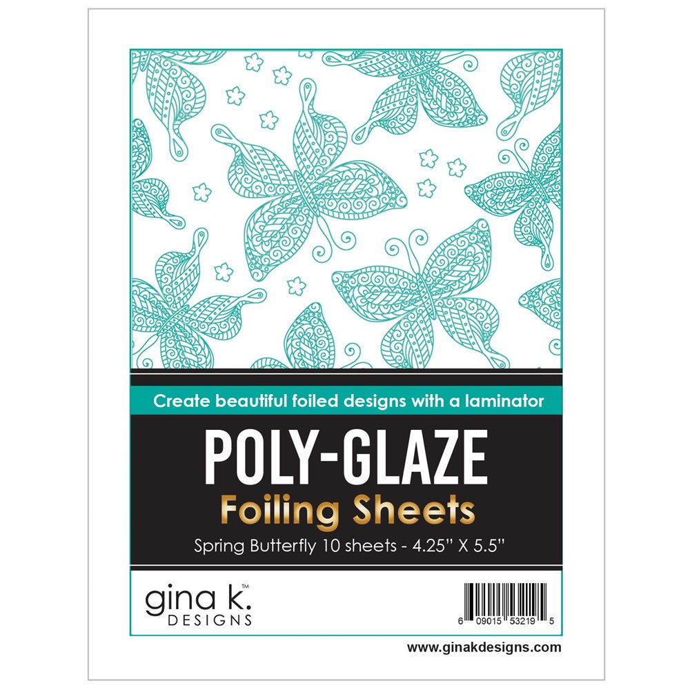 Gina K Designs Spring Butterfly Poly-Glaze Foiling Sheets pgfsb