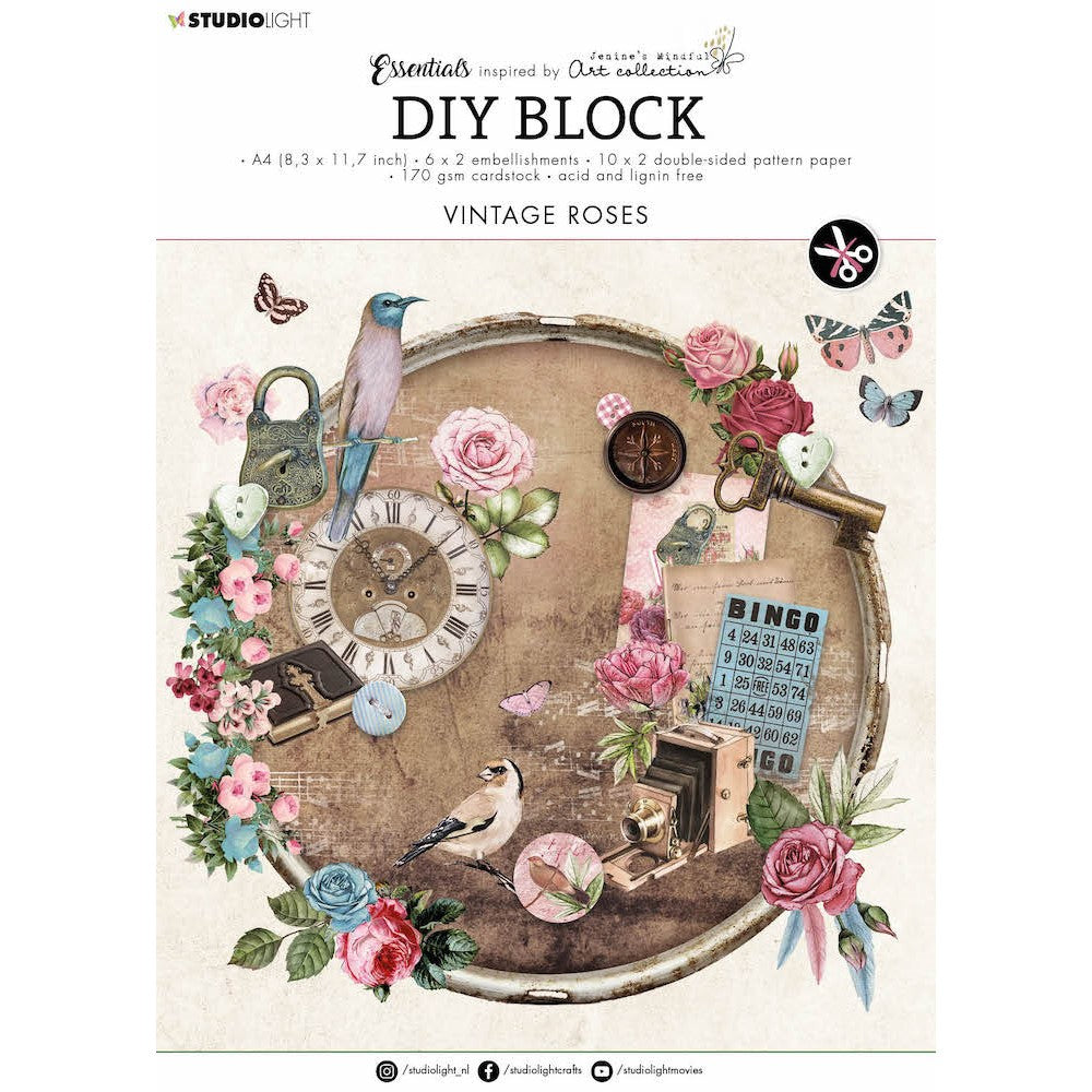 Studio Light Vintage Roses Essentials DIY Block slesdcb44