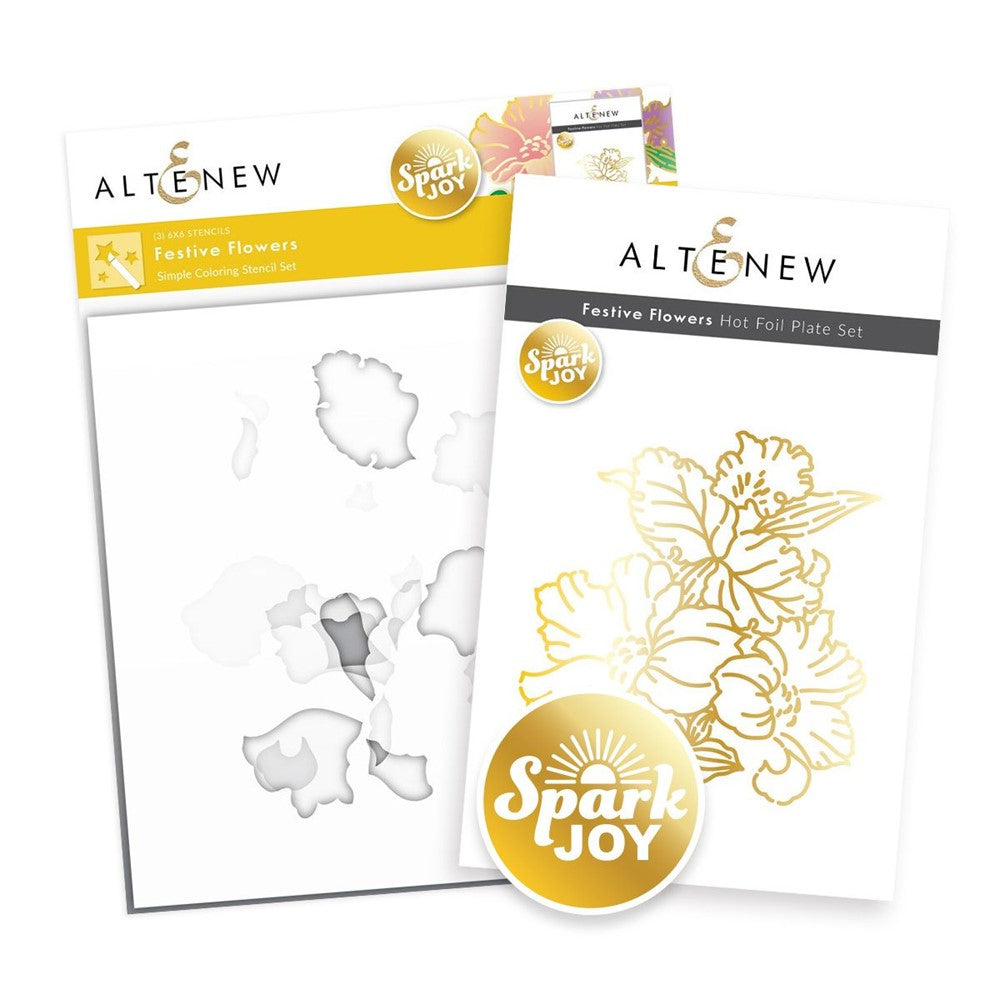 Altenew Spark Joy Festive Flowers Stencil and Hot Foil Plate Set ALT7713BN