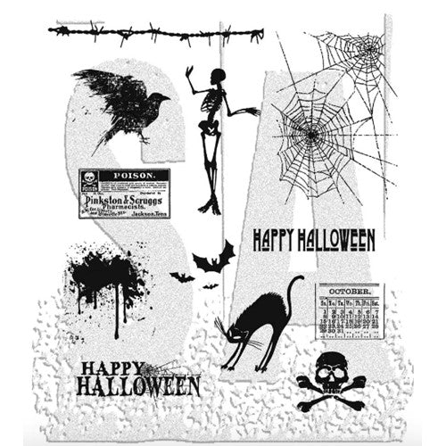 Simon Says Stamp! Tim Holtz Cling Rubber Stamps MINI HALLOWEEN cms093