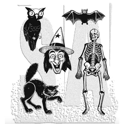 Simon Says Stamp! Tim Holtz Cling Rubber Stamps RETRO HALLOWEEN cms092