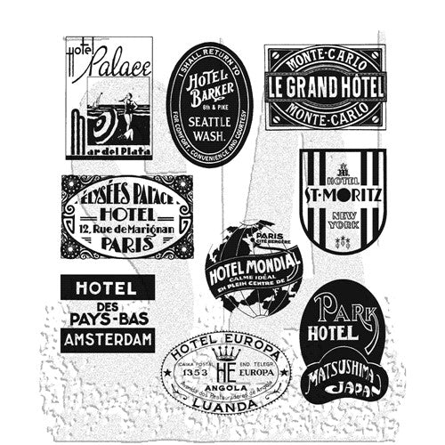Simon Says Stamp! Tim Holtz Cling Rubber Stamps TRAVEL LABELS CMS108