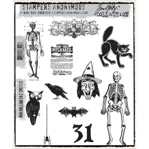 Simon Says Stamp! Tim Holtz Cling Rubber Stamps MINI HALLOWEEN 2 TWO CMS113