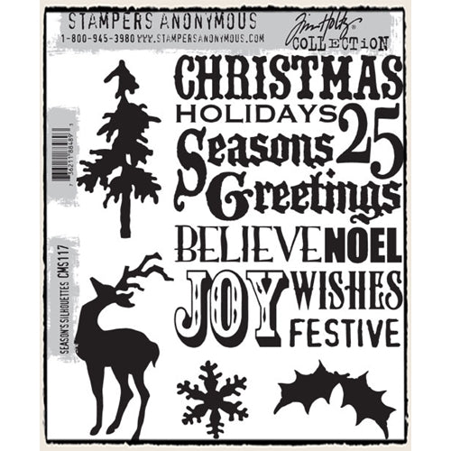 Simon Says Stamp! Tim Holtz Cling Rubber Stamps SEASON'S SILHOUETTES CMS117