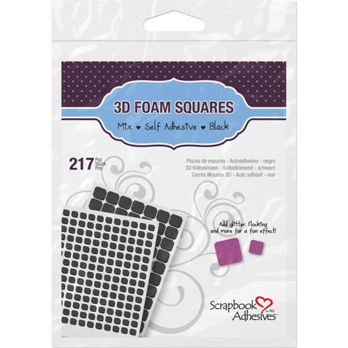 Scrapbook Adhesives 3D Foam Squares Variety Pack 217/Pkg - Black