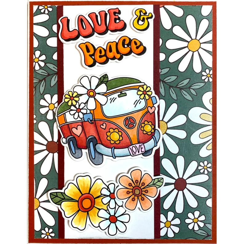 Dare 2B Artzy Groovy Van Clear Stamp Set 23375 - Love and Peace