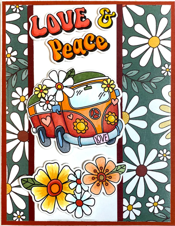 Dare 2B Artzy Groovy Van Clear Stamp Set 23375 - Love and Peace