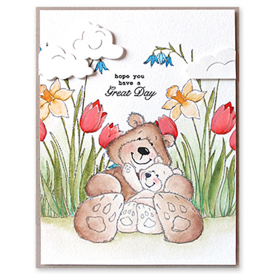 Penny Black Clear Stamps Daddy Bear 30-957 Tulips