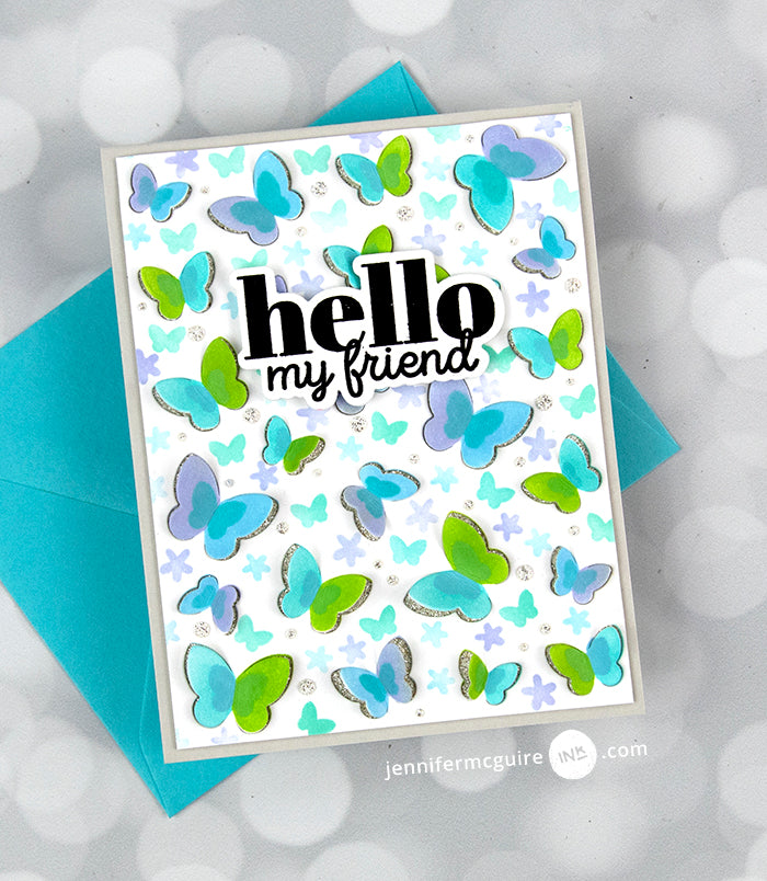 Waffle Flower Butterfly and Daisy Stencil 421247 hello my friend | color-code:ALT01