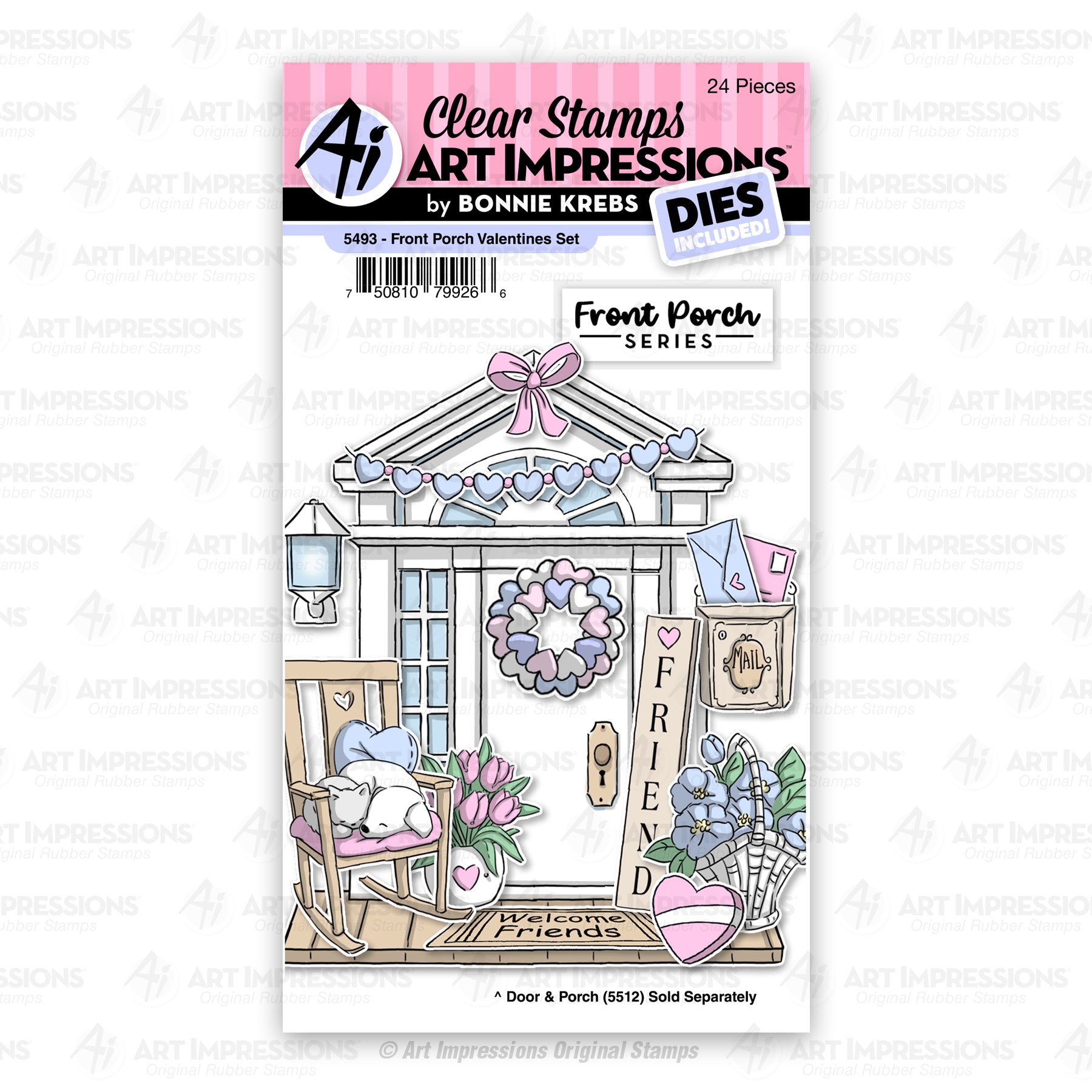 Art Impressions - Front Porch Collection - Die and Clear Photopolymer Stamp Set - Valentines