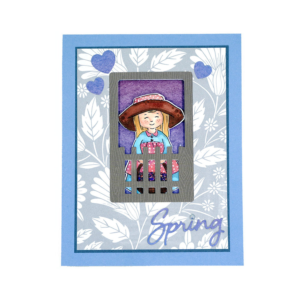 Art Impressions Little Girl Front and Back Watercolor Journals Clear Stamps and Die Set 5717 Spring Scene