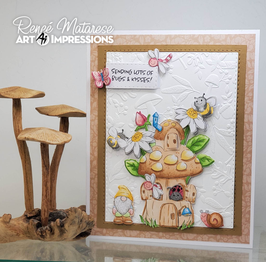 Art Impressions Mushroom Cubbies Clear Stamps and Dies 5728 bugs and kisses