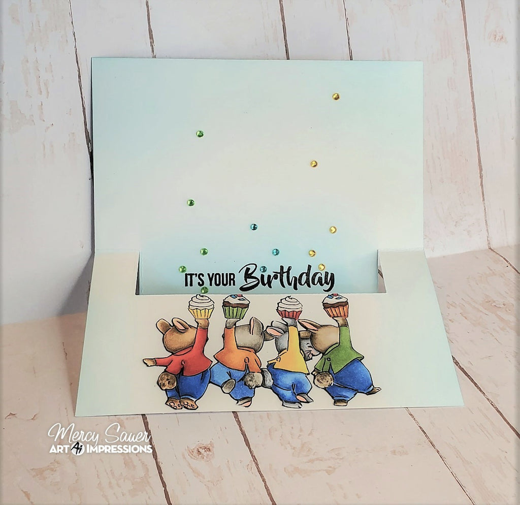 Art Impressions Happy Spring Flip Card Clear Stamps 5736 Birthday Bunny Card Back