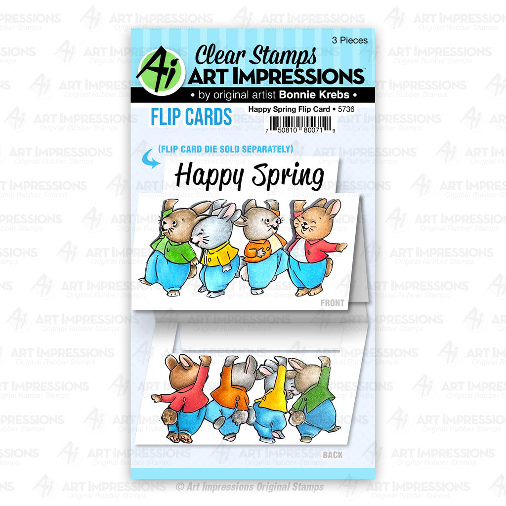 Art Impressions Happy Spring Flip Card Clear Stamps 5736