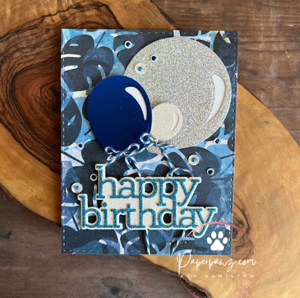 Tonic BLUE LAGOON Nuvo Glitter Drops 753N Balloon Birthday Card | color-code:ALT03