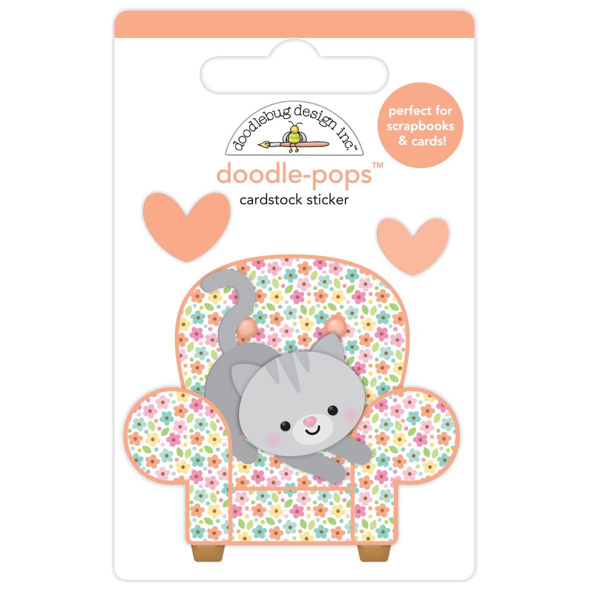 Doodlebug Cozy Kitty Doodle Pop 3D Stickers 7609