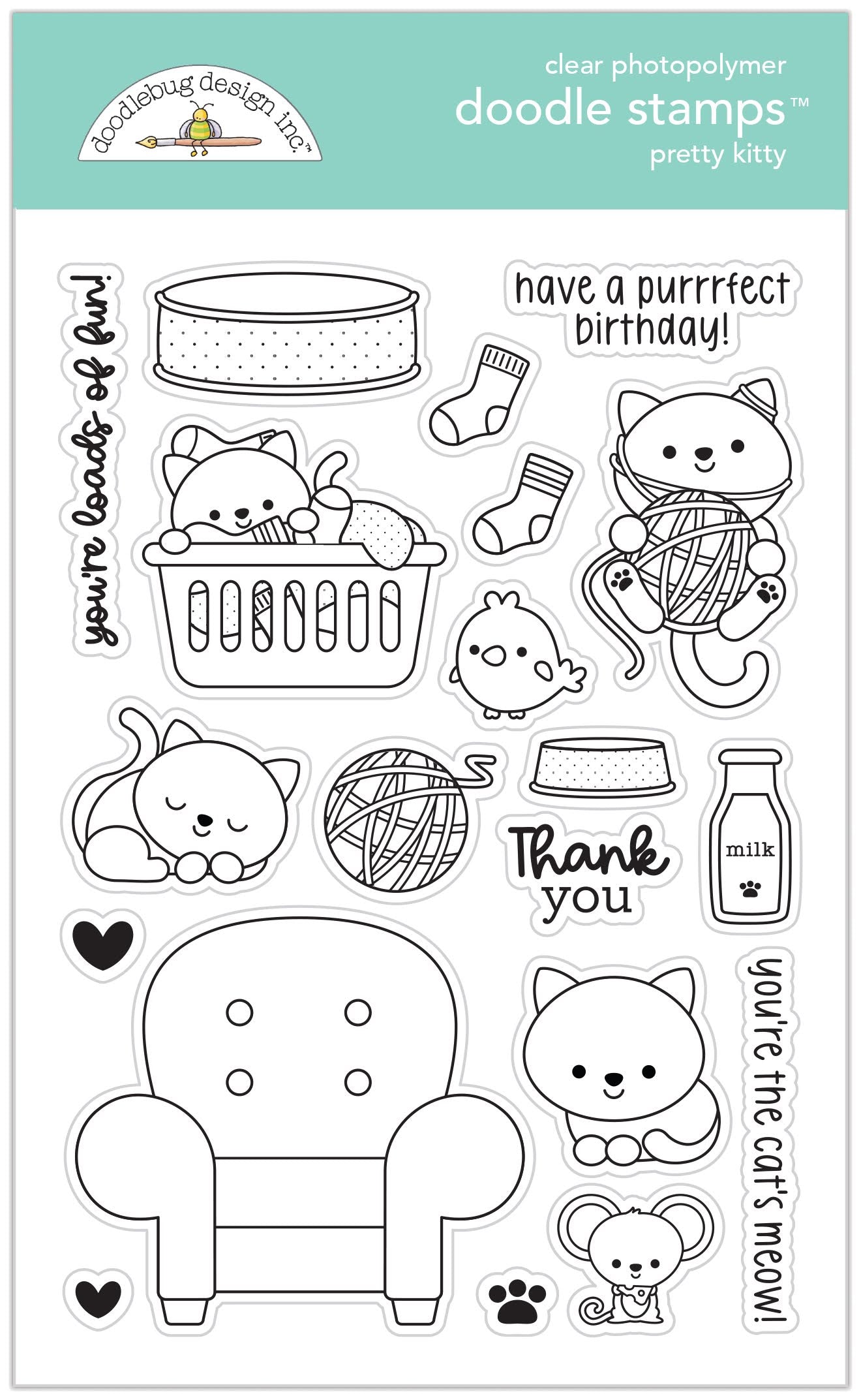 Doodlebug Clear Doodle Stamps-Pretty Kitty