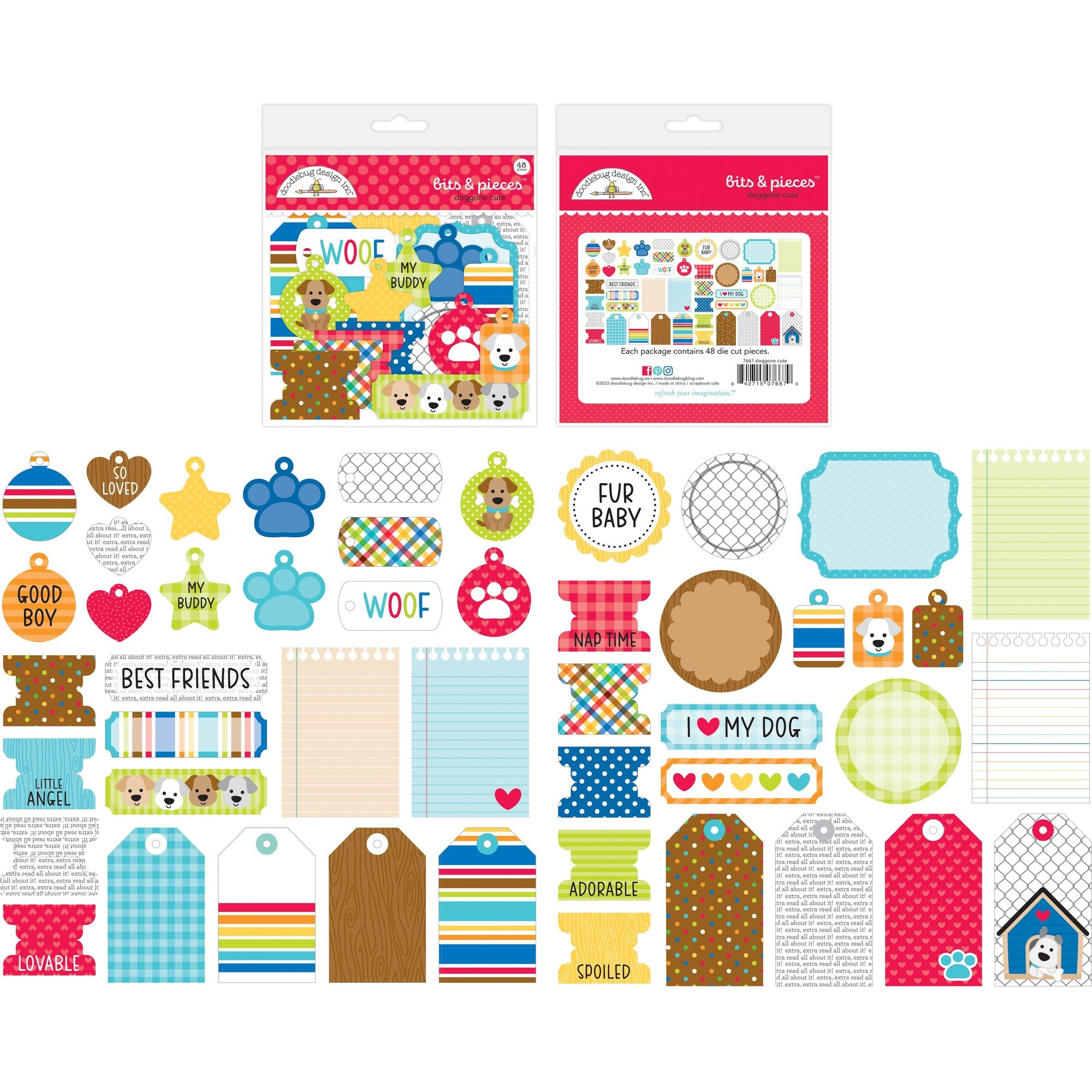 Doodlebug Doggone Cute Bits and Pieces Ephemera Die Cut Shapes 7667