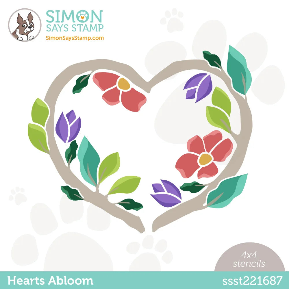 Simon Says Stamp Stencils Hearts Abloom ssst221687