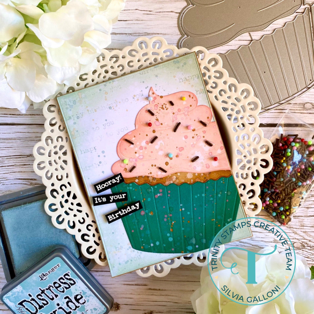 Trinity Stamps SIMPLY SENTIMENTAL BIRTHDAY Clear Stamp Set tps-198 Birthday Cupcake Card | color-code:ALT02