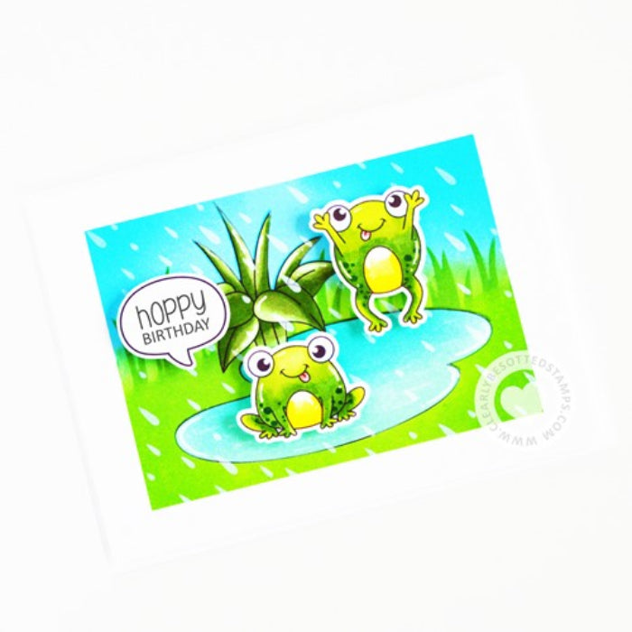 Clearly Besotted Scattered Showers Stencil happy birthday card