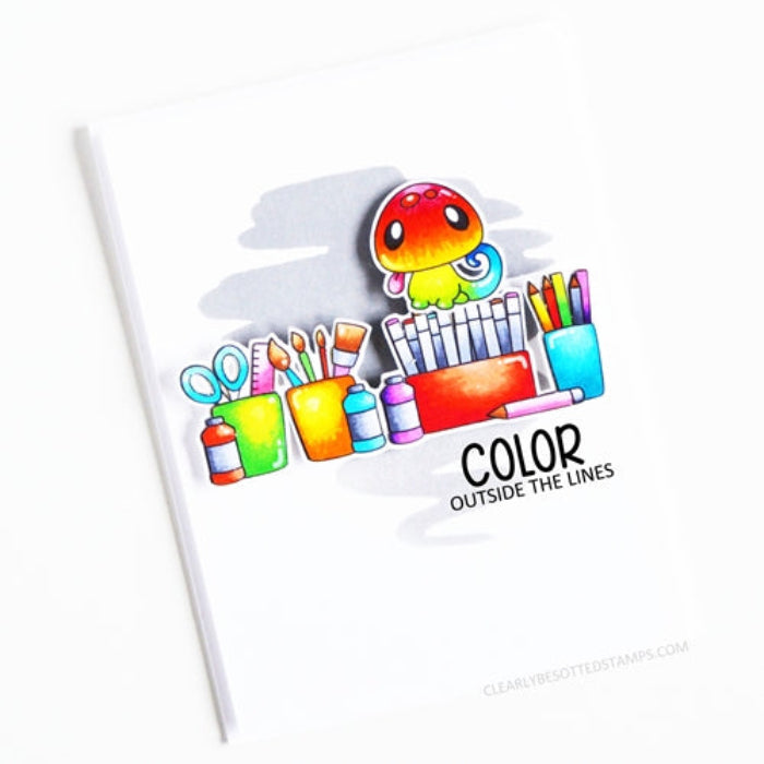 Clearly Besotted Strokes and Splotches Stencil color outside the lines card