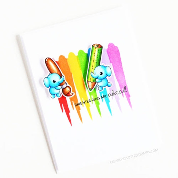 Clearly Besotted Strokes and Splotches Stencil rainbow background card