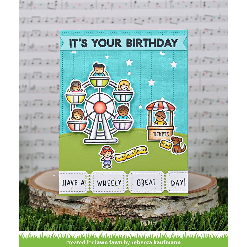 Lawn Fawn Raffle Tickets Dies lf3096 Birthday Amusement Park Card