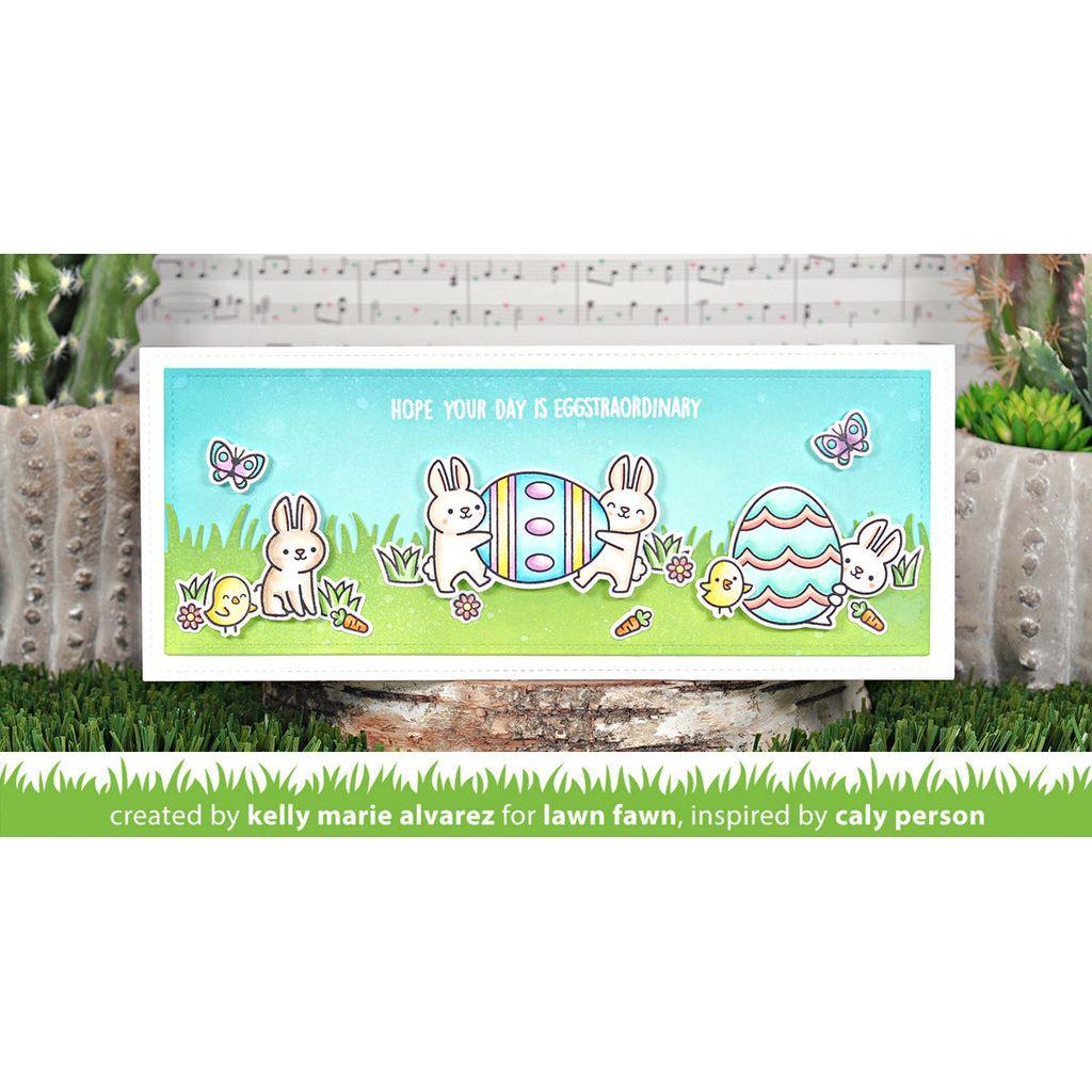 Lawn Fawn Set Eggstraordinary Easter Add-On Clear Stamps and dies lfeeao Easter Slimline card