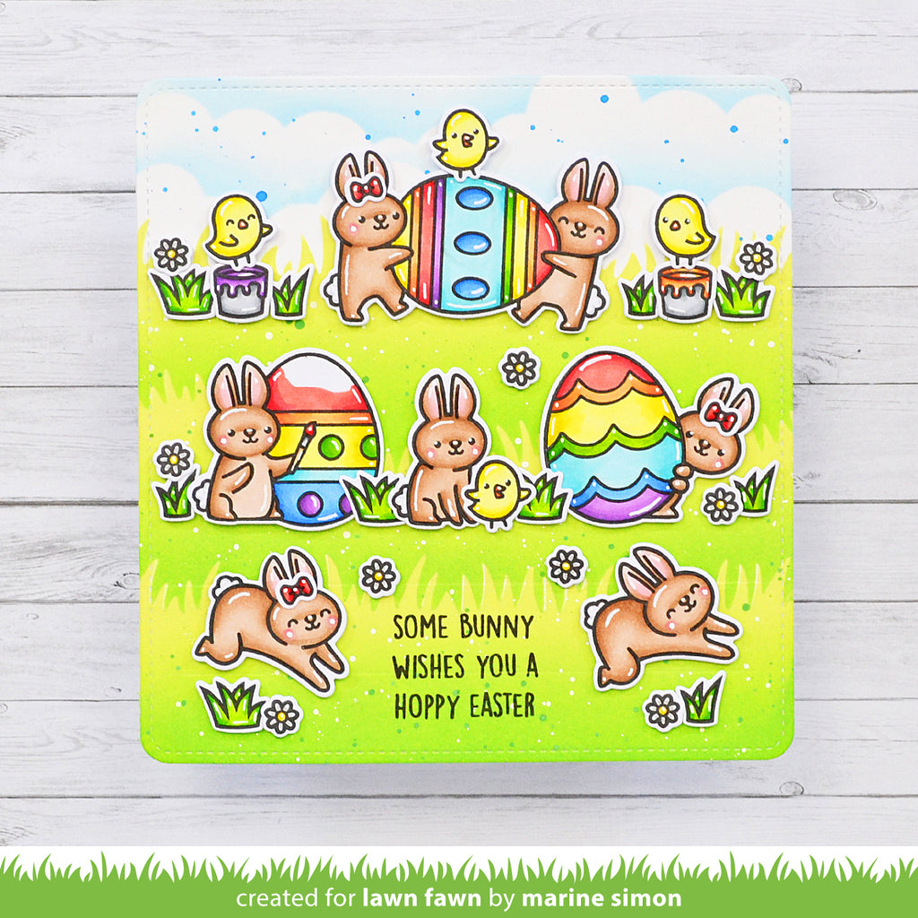 Lawn Fawn Set Eggstraordinary Easter Add-On Clear Stamps and dies lfeeao Some Bunny Card