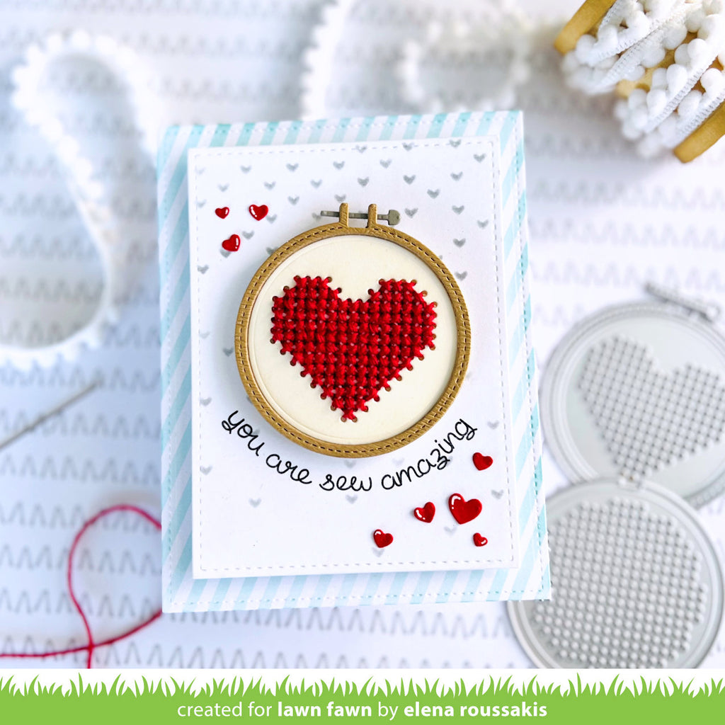 Lawn Fawn Embroidery Hoop Dies lf3093 Sew Amazing Red Heart Card