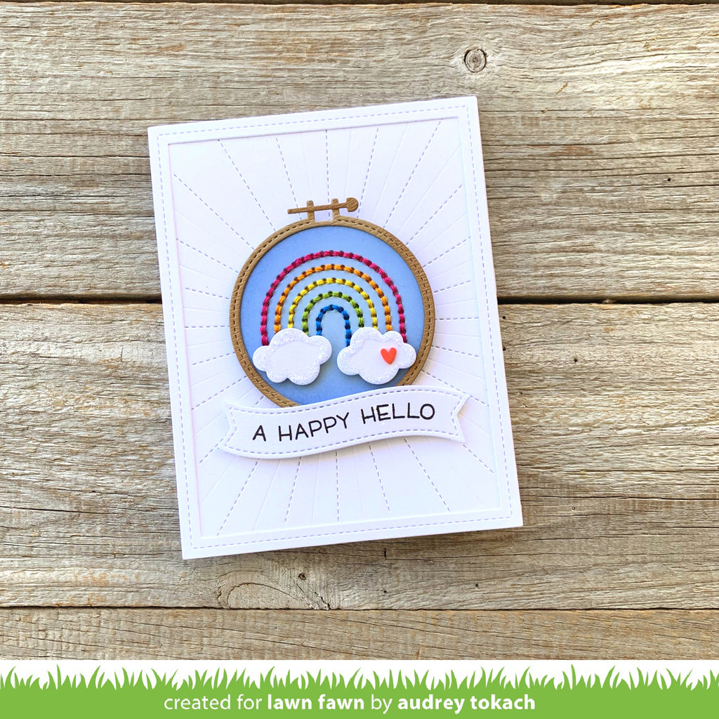 Lawn Fawn Embroidery Hoop Rainbow Add-On Die lf3094 Happy Hello Hoop Card