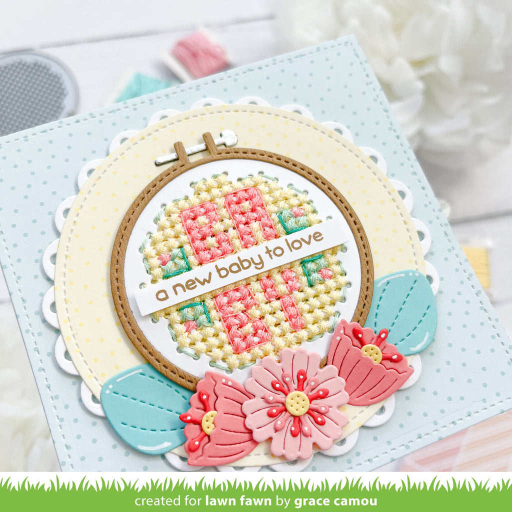 Lawn Fawn Embroidery Hoop Dies lf3093 New Baby Card