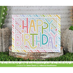 Lawn Fawn Landscape Giant Outlined Happy Birthday Die lf3103 rainbow striped card