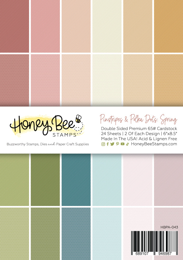 Honey Bee Pinstripes And Polka Dots Spring 6 x 8.5 Paper Pad hbpa-043