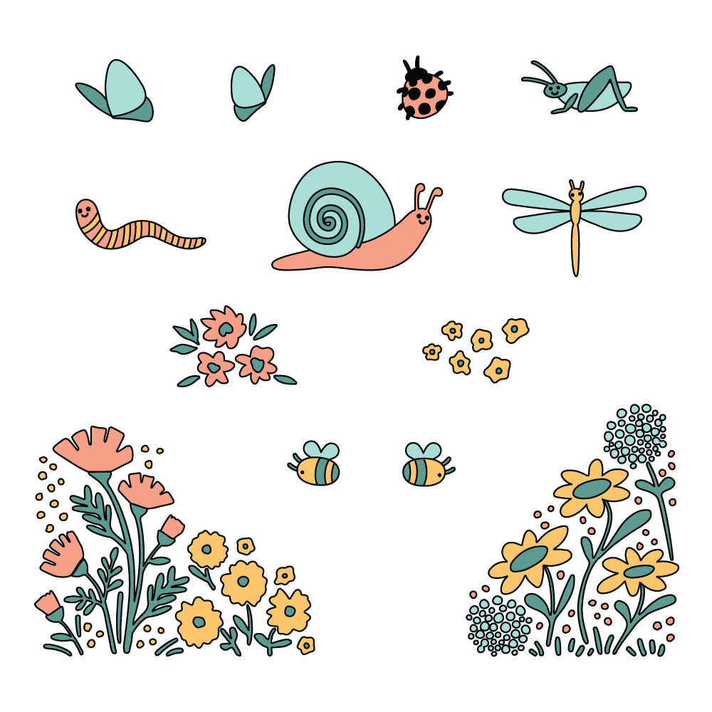 Honey Bee Spring Meadow Stencil Set Of 4 hbsl-124 Color Example