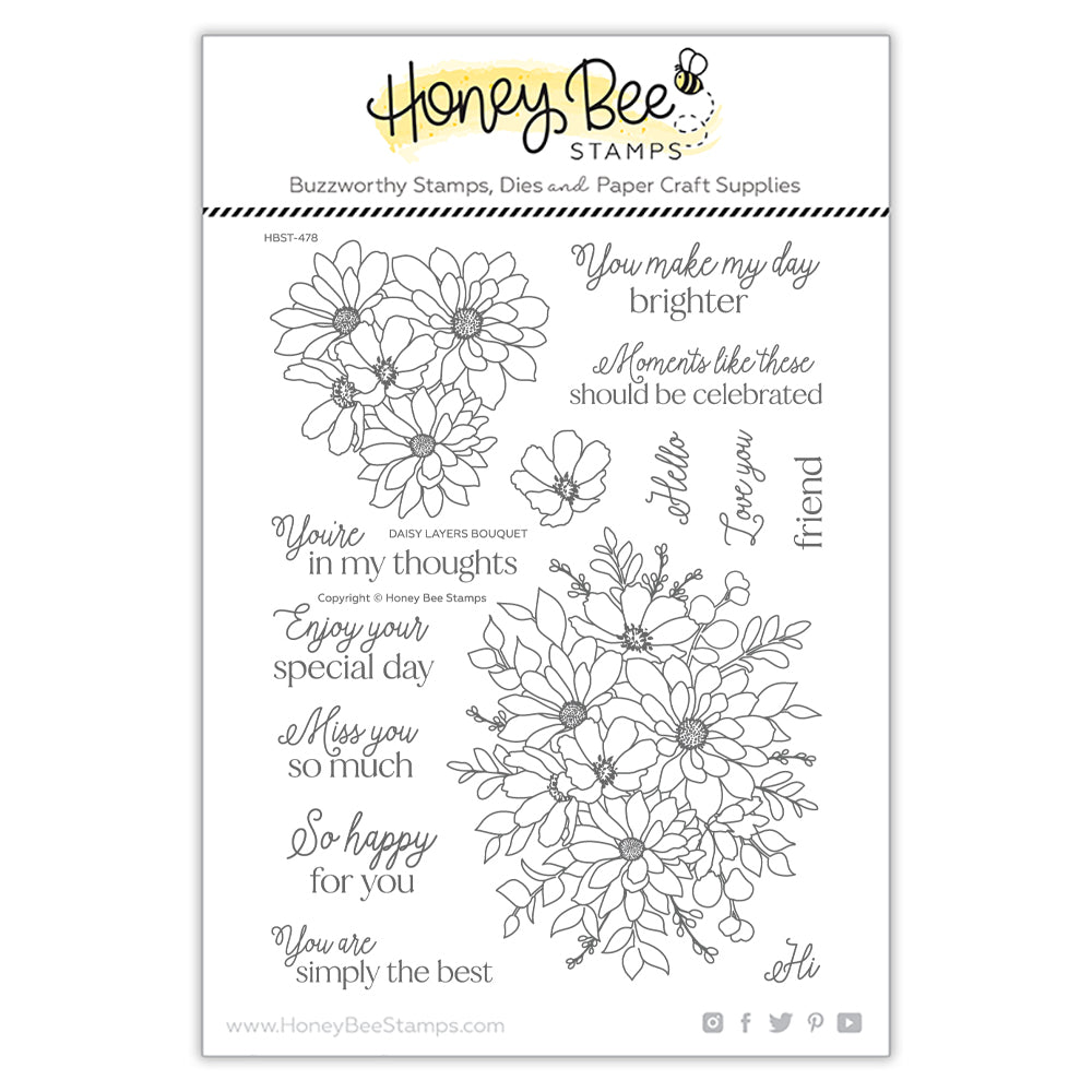 Honey Bee Daisy Layers Bouquet Clear Stamp Set hbst-478