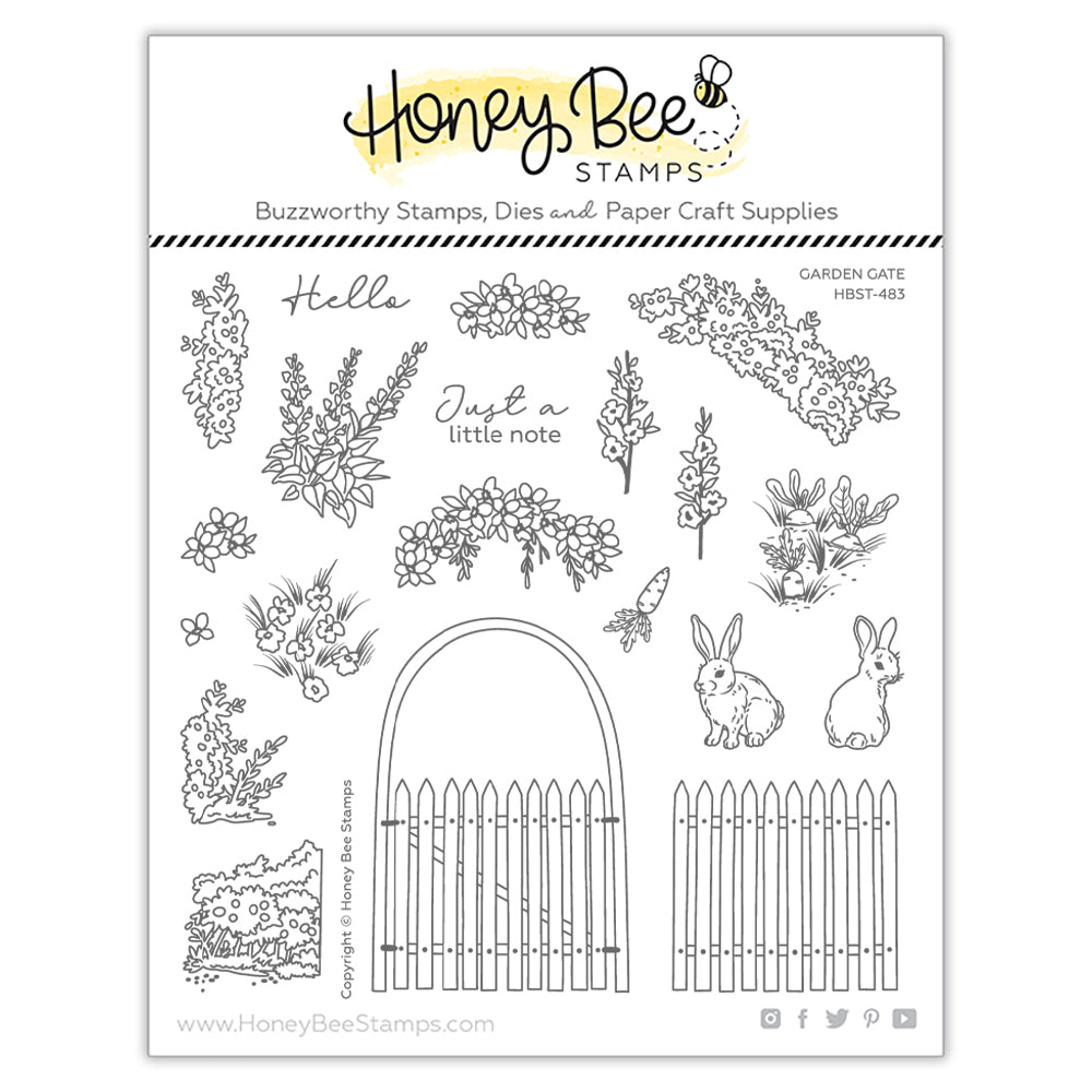 Honey Bee Garden Gate Clear Stamp Set hbst-483
