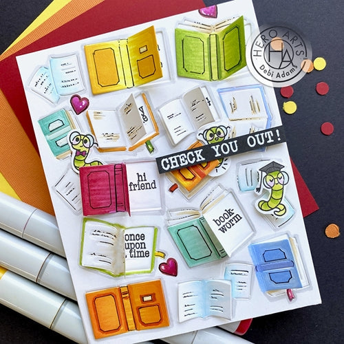 Hero Arts Clear Stamps BOOKWORM MESSAGES CM523