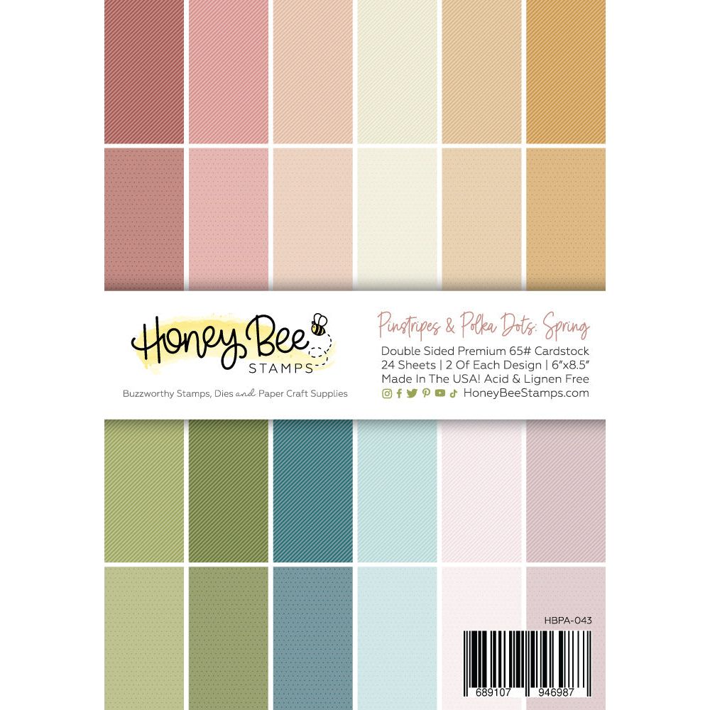 Honey Bee Pinstripes And Polka Dots Spring 6 x 8.5 Paper Pad hbpa-043