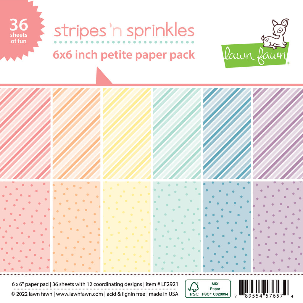 Lawn Fawn Stripes 'n Sprinkles 6x6 Inch Petite Pack lf2921