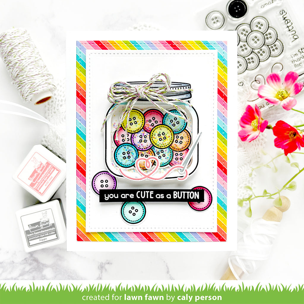 Lawn Fawn How You Bean? Buttons Add-On Clear Stamps lf3063 Glitter Shaker Card with Buttons | color-code:ALT1